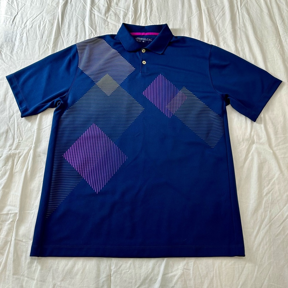 Nike Men's Blue and Purple Golf Polo Shirt